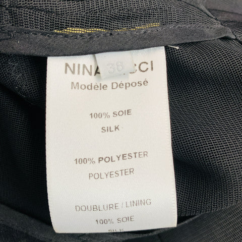 NINA RICCI Size 6 Black Silk Layered  Blazer