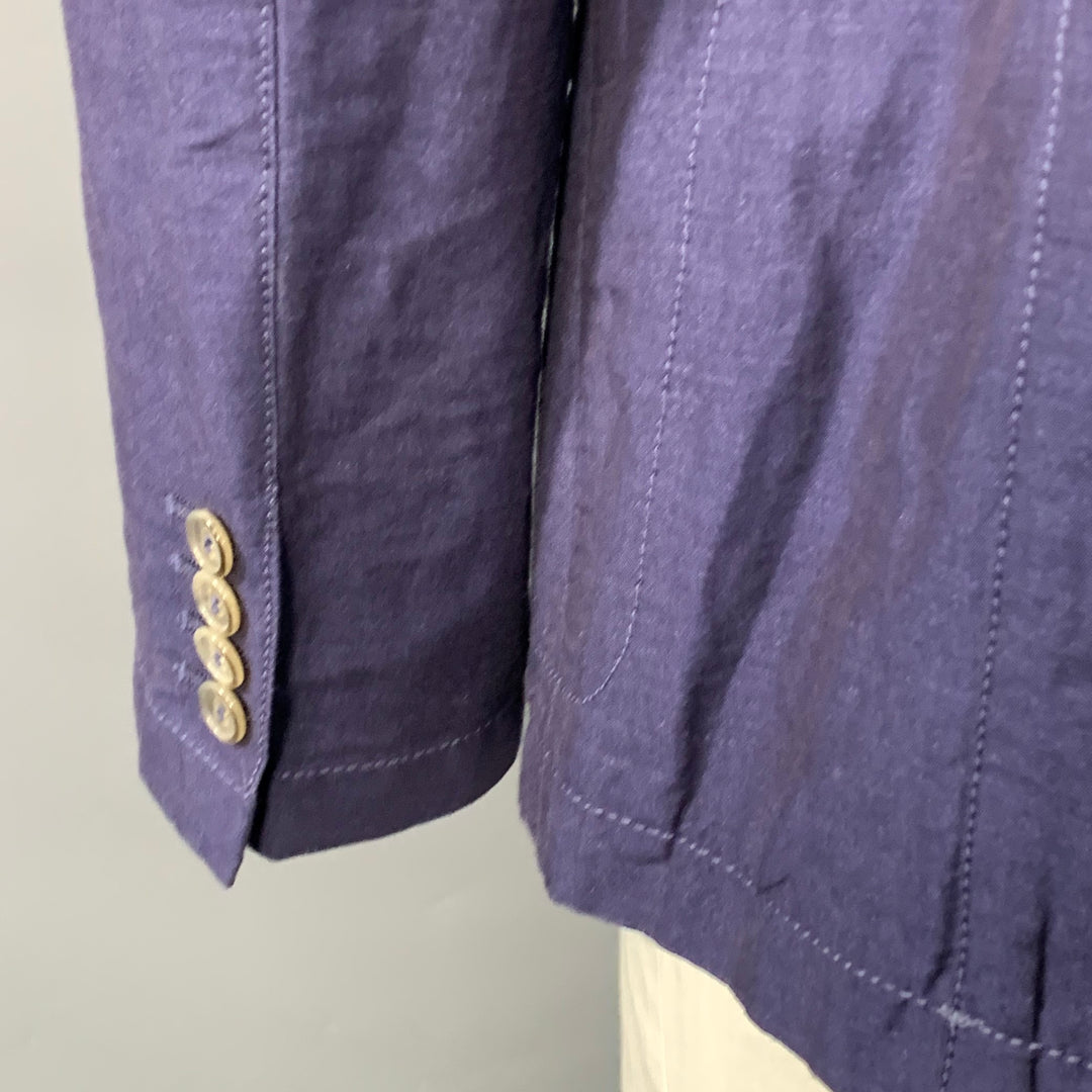ARMANI COLLEZIONI Size 42 Navy Linen Cotton Notch Lapel Sport Coat