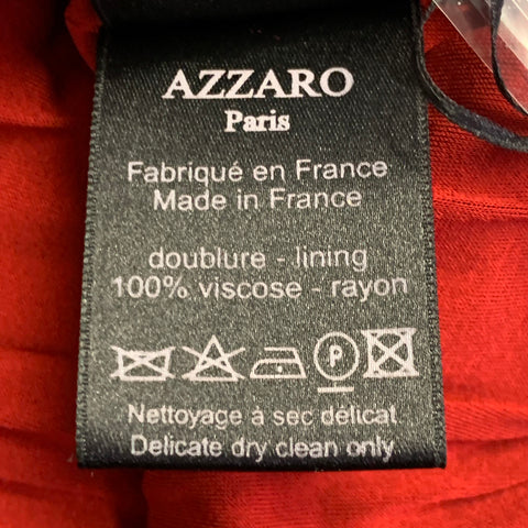 AZZARO Size 6 Woven Venus Red Viscose Plunging V-Neck Knee Length Cocktail Dress