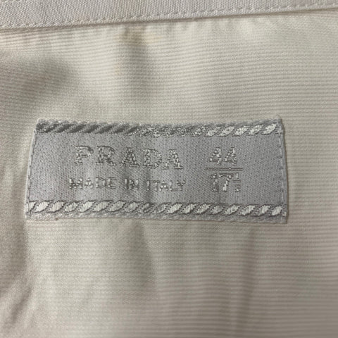 PRADA Size XL Cream Solid Cotton Blend Tuxedo Long Sleeve Shirt