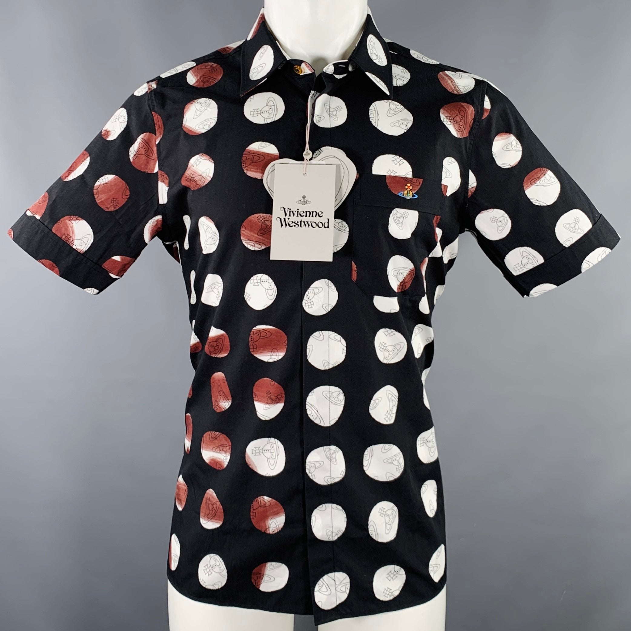 VIVIENNE WESTWOOD Size S Black White Brown Print Cotton Short