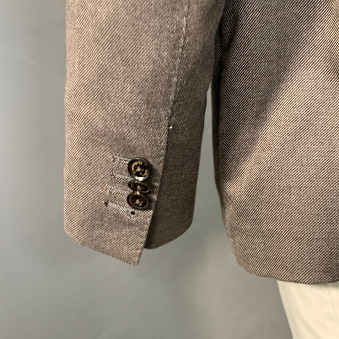 ERMENEGILDO ZEGNA Size 46 Regular Taupe Nailhead Silk Cotton Sport Coat