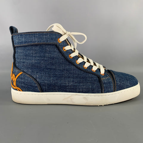 CHRISTIAN LOUBOUTIN Size 9 Navy Solid Canvas High Top Sneakers