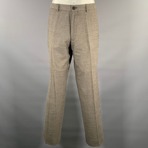 DRIES VAN NOTEN Size 44 Grey Black Heather Wool Blend Notch Lapel Suit