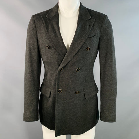 GIORGIO ARMANI Size 38 Grey Viscose Blend Double Breasted Peak Lapel Jacket