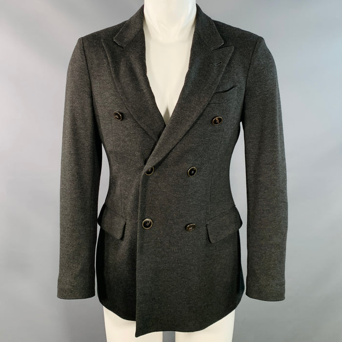 GIORGIO ARMANI Size 38 Grey Viscose Blend Double Breasted Peak Lapel Jacket