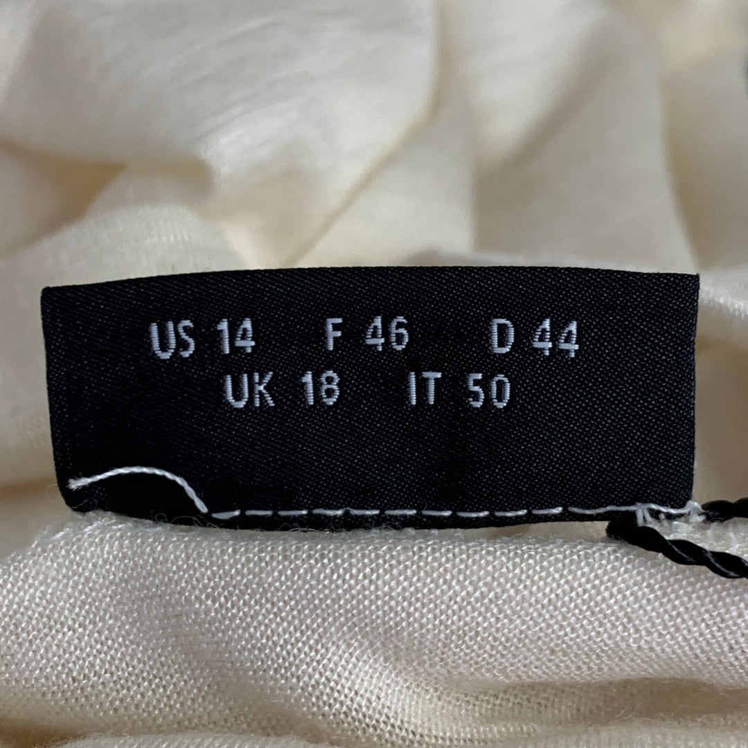 AKRIS Size 14 Off White Cashmere Silk Mock Neck Pullover