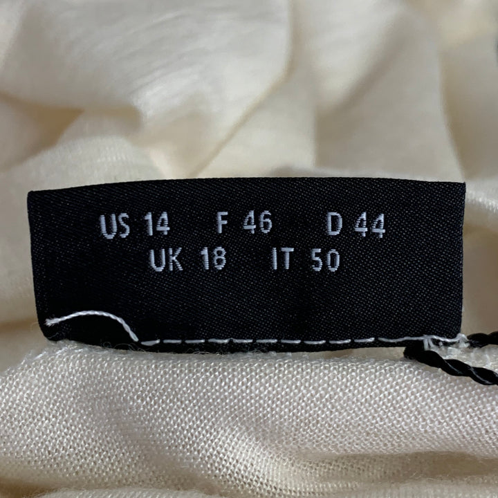 AKRIS Size 14 Off White Cashmere Silk Mock Neck Pullover