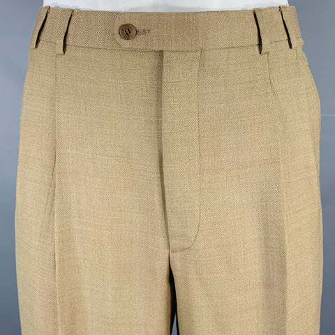 ZANELLA Taille 34 Pantalon habillé plissé beige texturé en mélange d'acétate