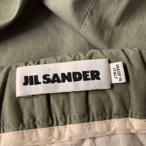 JIL SANDER Size 34 Green Olive Cotton Elastic Waistband Pants