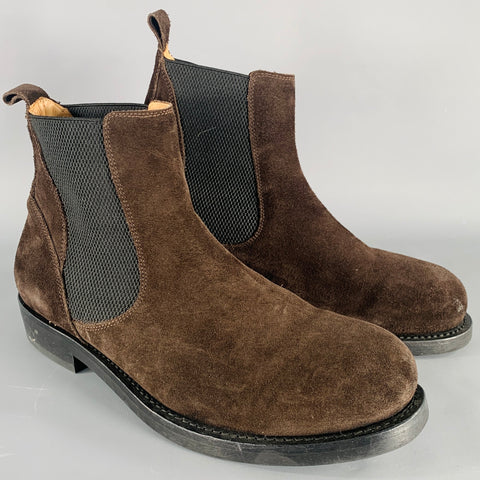 BUTTERO Size 10 Brown Suede Chelsea Ankle Boots