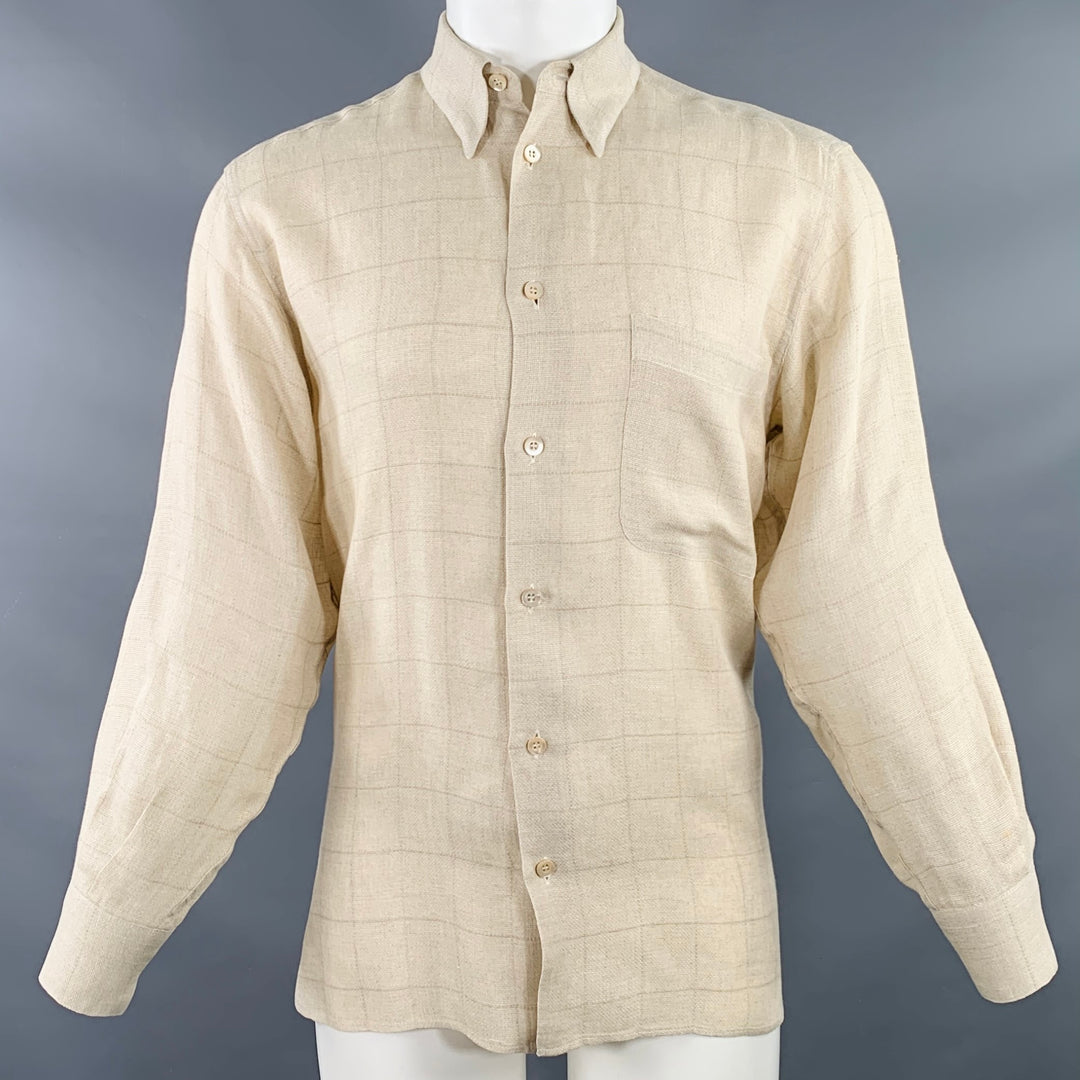 ermenegildo zegna dress shirt ERMENEGILDO ZEGNA Size S Beige Woven Cotton One Pocket Long Sleeve Shi –  Sui Generis Designer Consignment