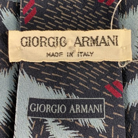 GIORGIO ARMANI Navy Light Blue Abstract Silk Tie