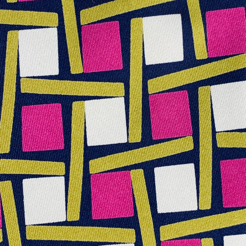 VALENTINO Cream Pink Green Squares Silk Tie