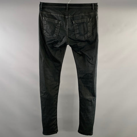 DRKSHDW Size 34 Black Cotton Blend Waxed Jeans