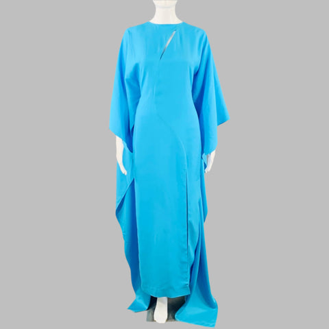 TALLER MARMO Size 4 Fantastica Blue Crepe Caftan Maxi Dress
