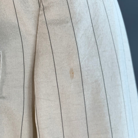 GAULTIER 2 Vintage Size 38 Beige Grey Pinstripe Wool Silk Single Button Hooded Suit