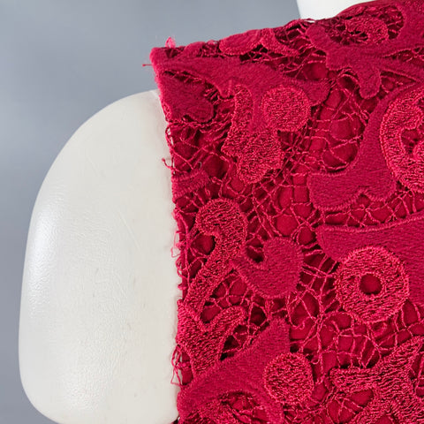 OSCAR DE LA RENTA Size 2 Burgundy Polyester Peplum Sleeveless Dress Top
