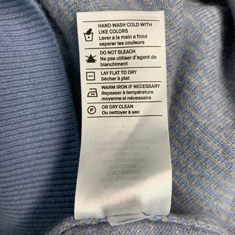 VINCE Jersey con cuello redondo de cachemira a rayas azul claro y gris talla S