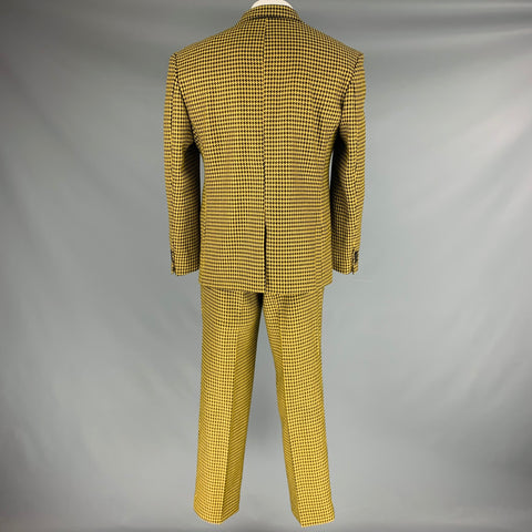 AWAKE Taille XL Jaune Noir Pied-de-Poule Laine Double Boutonnage Peak Revers Costume