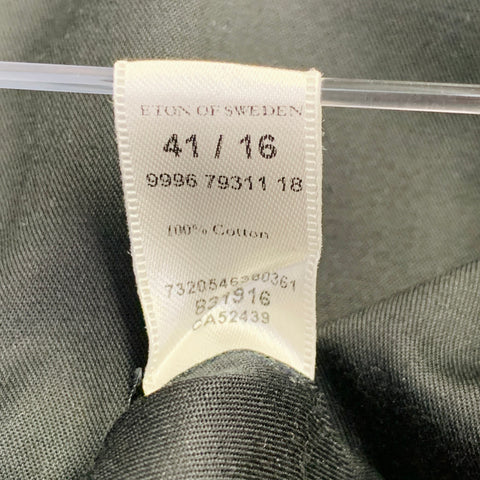 ETON Size M Black Cotton Curved Cutaway Long Sleeve Shirt