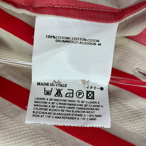 MARTIN MARGIELA Size L Beige Red Stripe Cotton Button Down Long Sleeve Shirt