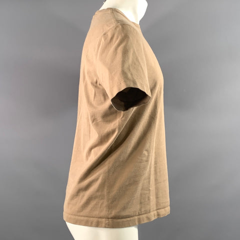 THEORY Size M Tan Solid Cotton Crew-Neck T-shirt