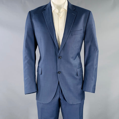 PETER MILLAR Size 44 Regular Blue Wool Notch Lapel Suit