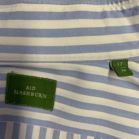 SID MASHBURN Size L Blue White Stripe Cotton One Pocket Long Sleeve Shirt