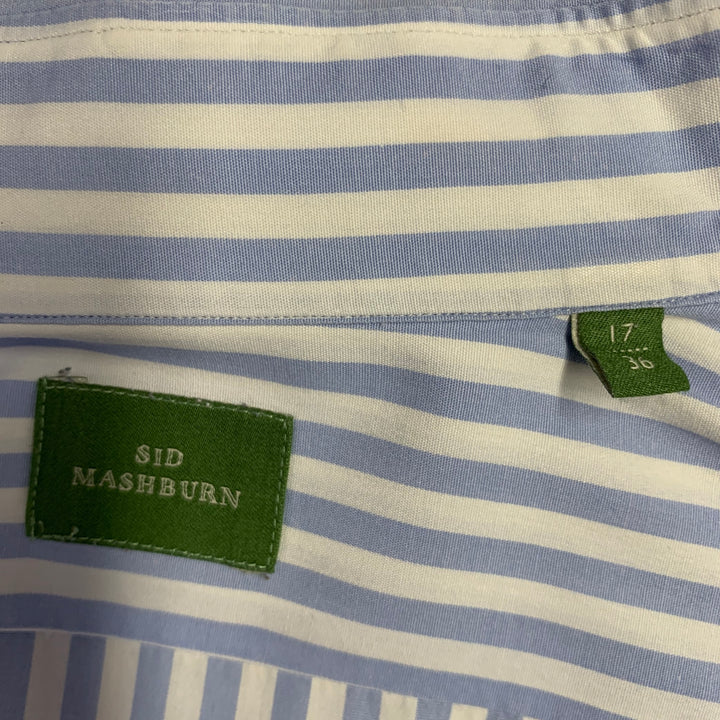 SID MASHBURN Size L Blue White Stripe Cotton One Pocket Long Sleeve Shirt