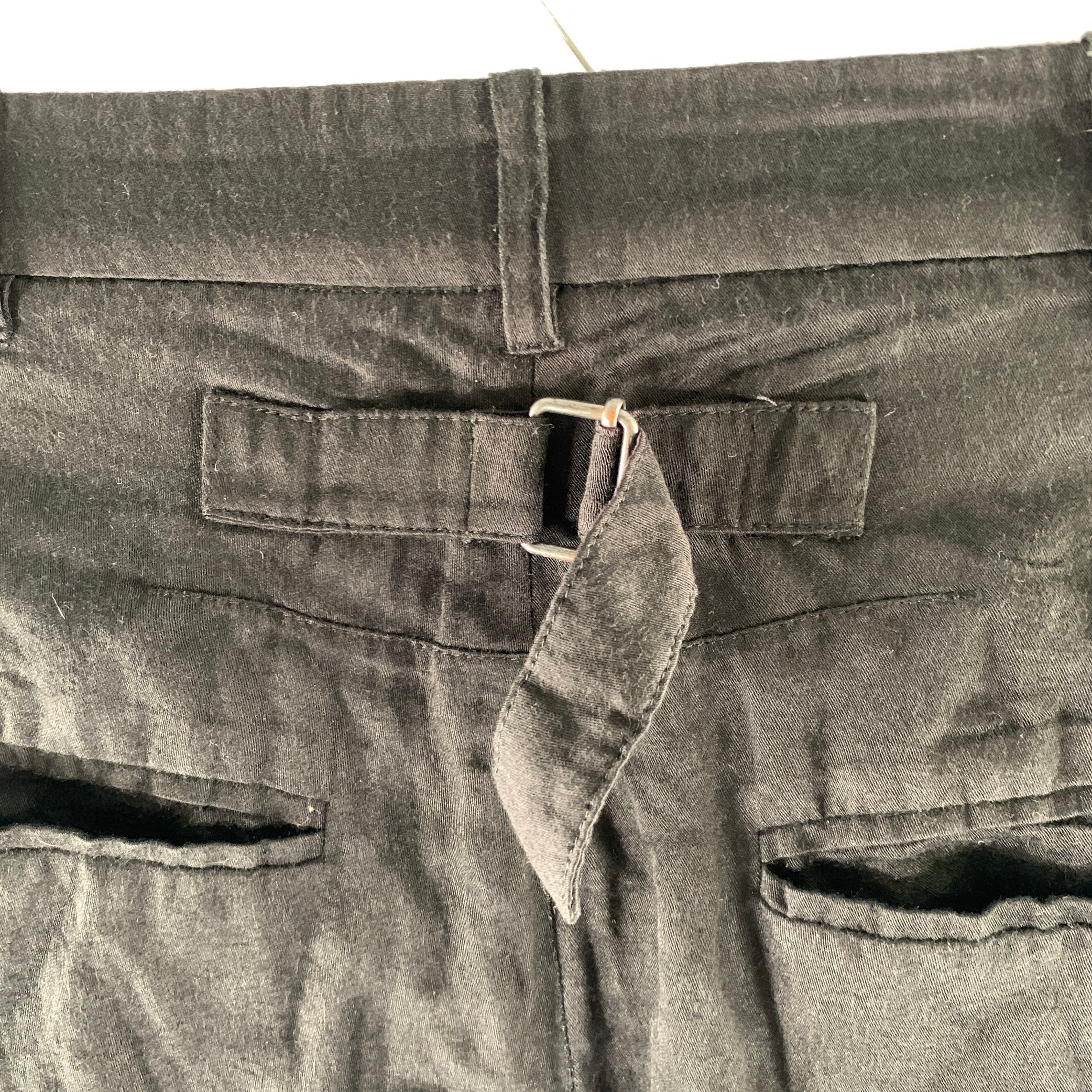 ANN DEMEULEMEESTER Size 31 Black Wrinkled Rayon Cotton Casual