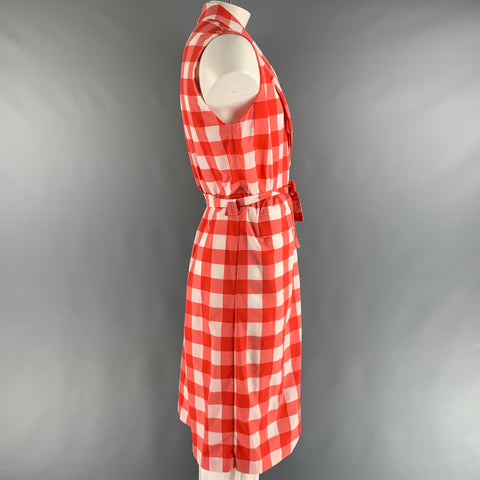 LA PERLA Bata Nylon Elastano Cuadros Rojo Blanco Talla L