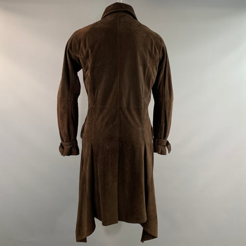 JOHN GALLIANO FW2002 Size 42 Brown Leather Overcoat Coat
