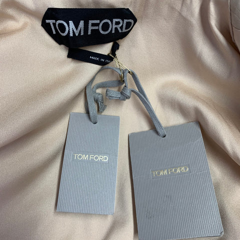 TOM FORD Size 8 Beige Viscose Quilted Leather Biker Jacket