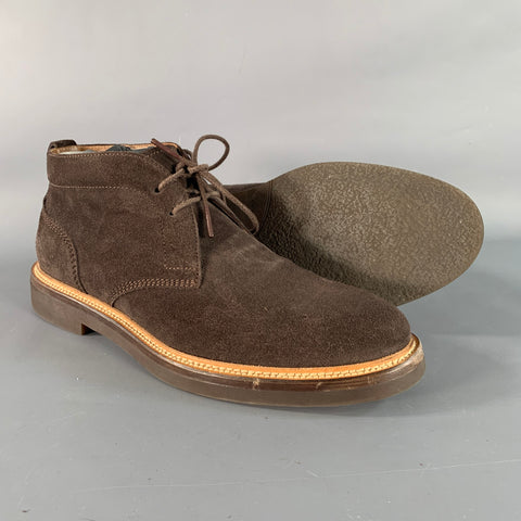 DUNHILL Size 11 Brown Suede Ankle Boots