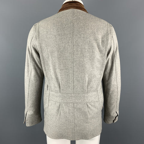 RALPH LAUREN M Light Grey Heather Brown Corduroy Collar Hunter Jacket