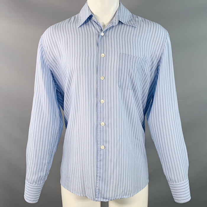 OUR LEGACY Size S Above Blue Stripe Tencel Oversized One Pocket Long Sleeve Shirt