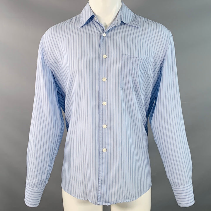 OUR LEGACY Size S Above Blue Stripe Tencel Oversized One Pocket Long Sleeve Shirt