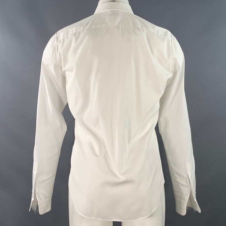 VALENTINO Size M White Cotton Spread Collar Hidden Placket Long Sleeve Shirt