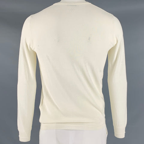 MANUEL RITZ Taille L Pull à col rond en coton tricoté texturé crème