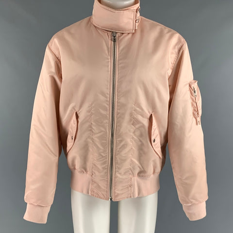 HELMUT LANG Size M Pink Nylon Bomber Jacket