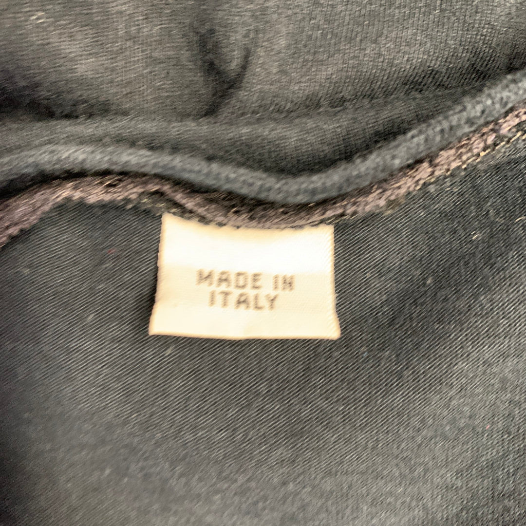 JOHN GALLIANO Size S Black Monogram Print Cotton V-Neck T-shirt