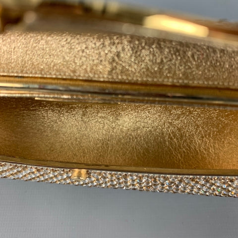 JUDITH LEIBER Gold Metallic Rhinestones Evening Handbag