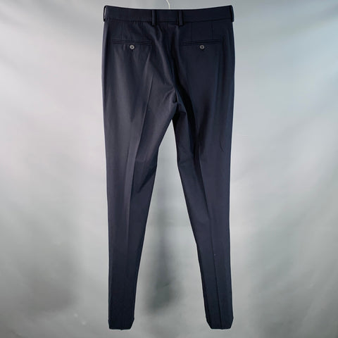 FENDI Size 30 Navy Wool Blend Flat Front Straight Zip Fly Dress Pants
