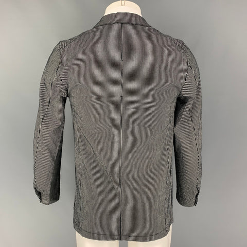 J.S. HOMESTEAD Size M Black White Stripe Notch Lapel Sport Coat