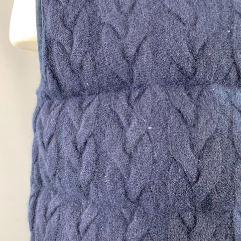 NO BRAND Size M Navy Cashmere Polyester Reversible Cable Knit Puffer Vest