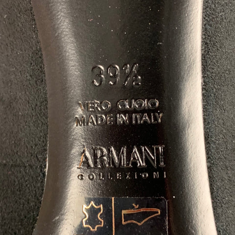 ARMANI COLLEZIONI Talla 9.5 Zapatos de salón clásicos de charol de ante negro