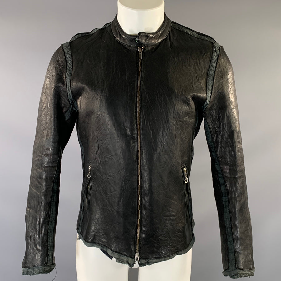 MIHARAYASUHIRO Size M Black Distressed Leather Zip Up Jacket