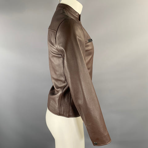 COACH Size XS Brown Leather Moto Racer Jacket