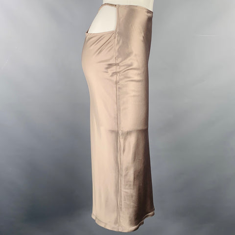 MIAOU Size XS Grey Polyester Blend Pencil Below Knee Peekaboo Skirt